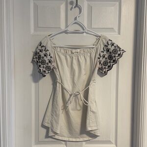 White Embroidered Women's Maternity Top